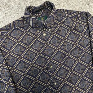 Vintage Club Room Button Down Shirt Men Size Small Paisley Geometric 90s‎
